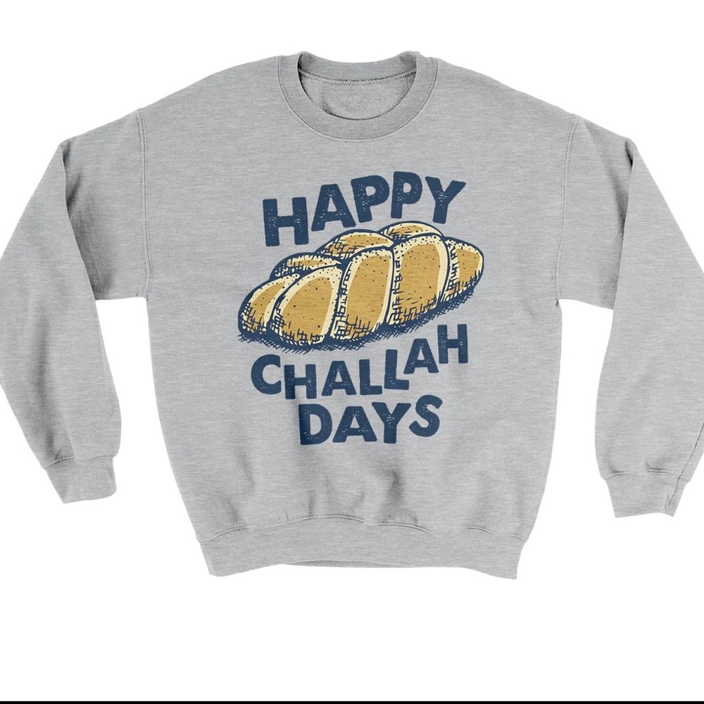 Happy Challah Days Size Medium Grey Crewneck Sweatshirt💙🩶